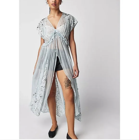 Free People Make A Splash Embellished Maxi Top / Mermaid Combo - Picture 2 of 12